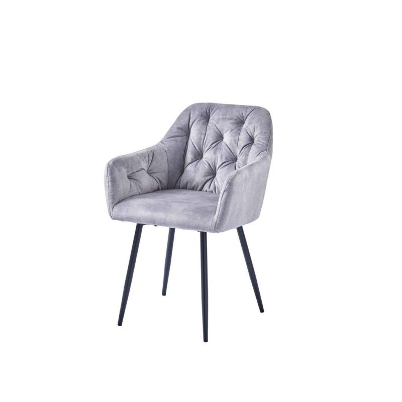 2021 Hot Sale Okay New Models Velvet Fabric Arm Chair with Black Metal Legs