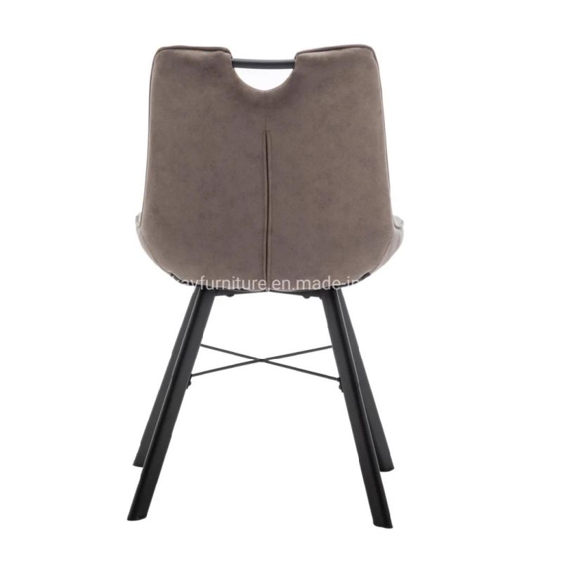 Modern Dining Room Furniture Grey Velvet Upholstery Wooden Legs Arm Chair Dining Chair