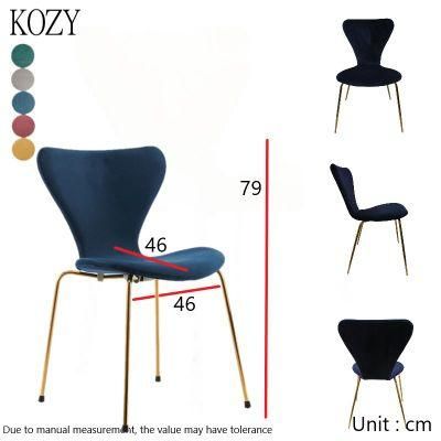 Restaurant Dining Chair Metal Frame Fabric Velvet Dining Room Chair