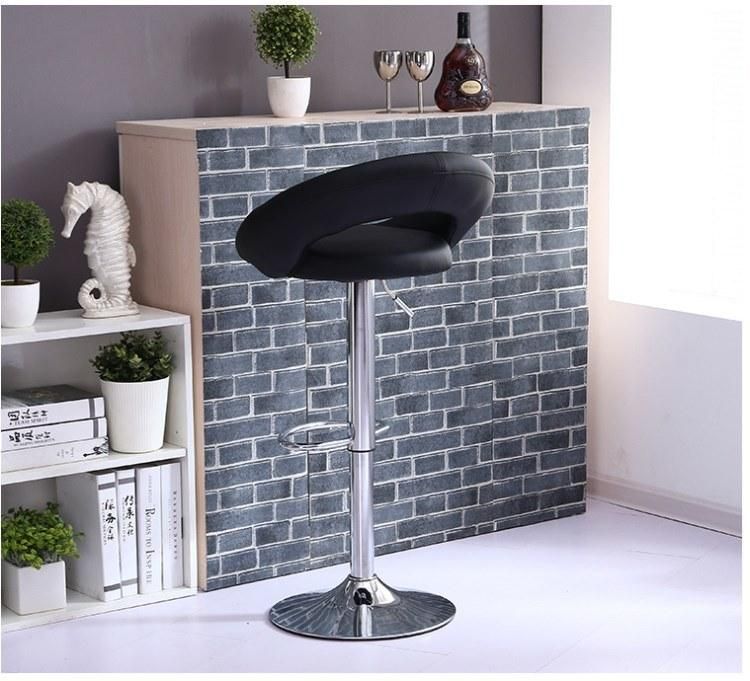 PU Leather Adjustable Stools Height Swivel Stool Bar Chairs with Chrome Leg