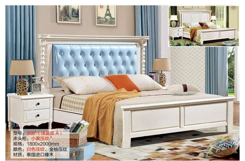 European Style Modern Simple Bedroom Furniture Wooden Bed