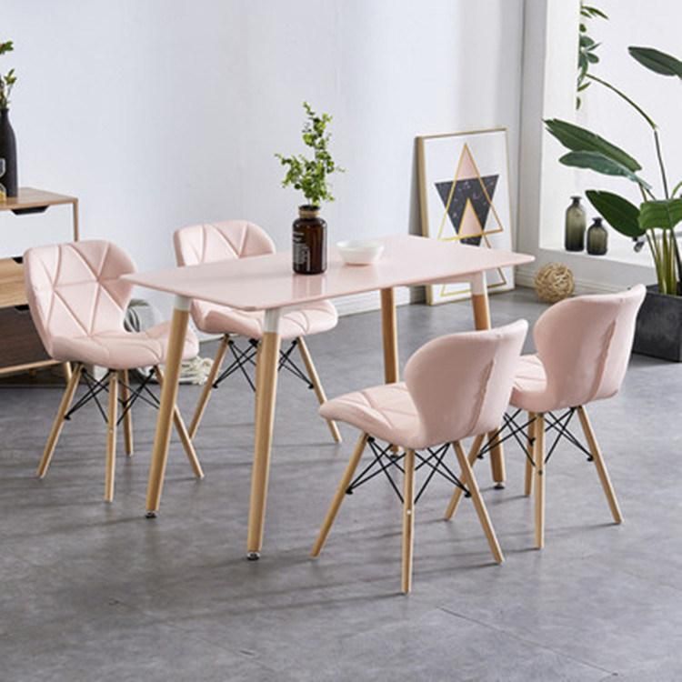 Modern Design Cheap Home Furniture PU Leather Dining Room Chairs Beech Wood Legs Colorful Fabric Dining Chair