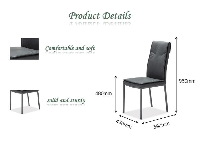 Leisure Furniture Modern Simple Furniture Metal Legs PU Leather Dining Chair for Home