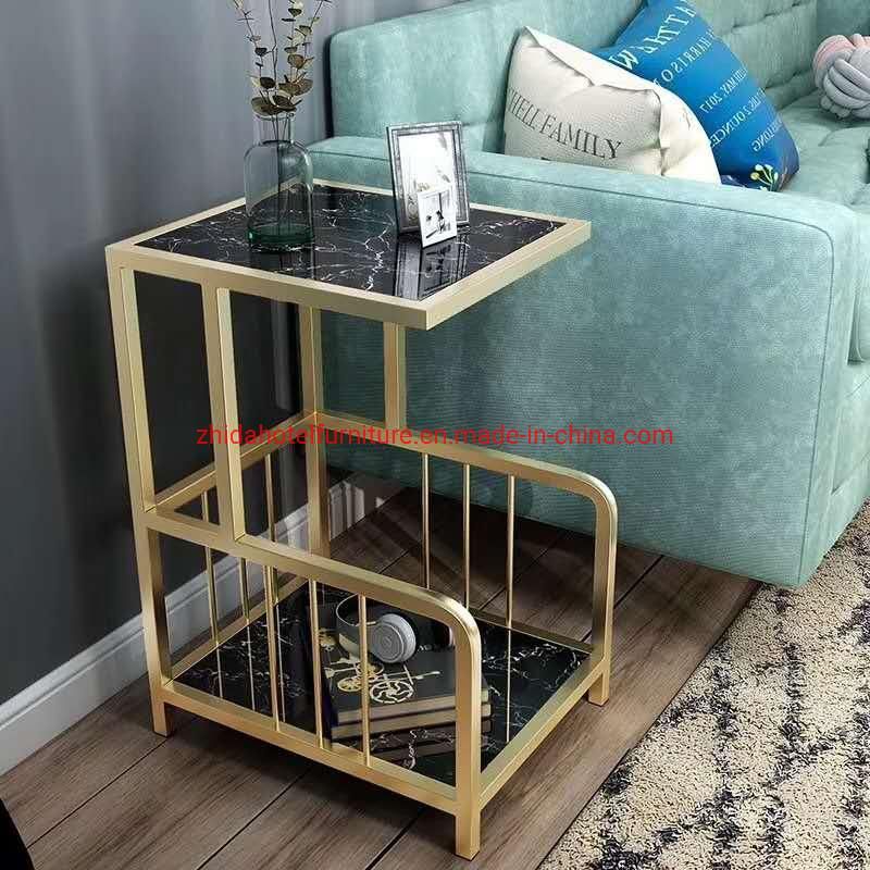 Living Room Coffee Shop Metal Marble Top Coffee Table White Coffee Table