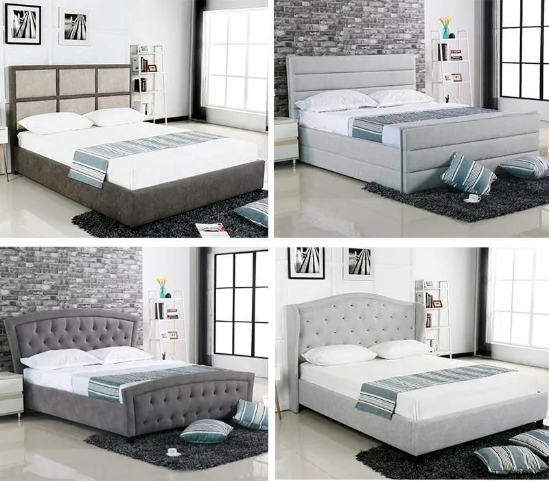 Factory Price Simple Modern Soft Comfortable Fabric Upholstery Bed Design King Size Bed Frame