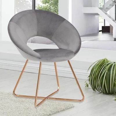 Luxury Comfortable Modern Design Home Furniture Pink Velvet Fabric Golden Metal Leg Wear Resisitant Fabric Dining Chair