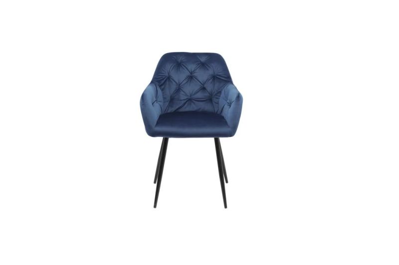 Modern Style Colorful Fabrics with Metal Leg High Back Quality Restaurant Velvet Dining Chair