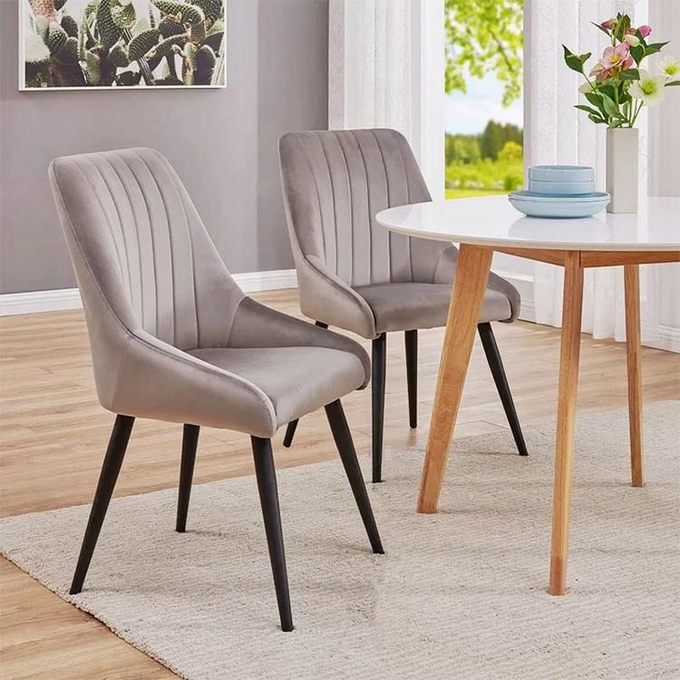 Luxury Nordic Design Dining Furniture Metal Leg Upholstery Fabric Modern Velvet Dining Chairs for Dining Room Restaurant