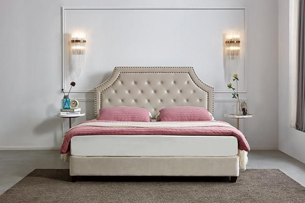 Luxury Modern Design Room Furniture Upholster King Queen Bed Velet