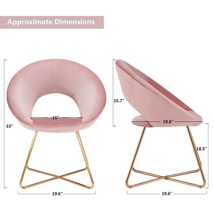 Modern Style Upholstered Velvet Metal Legs Office 2021 Hot Sale Fabric Nordic Fashionable Restaurant Dining Chairs