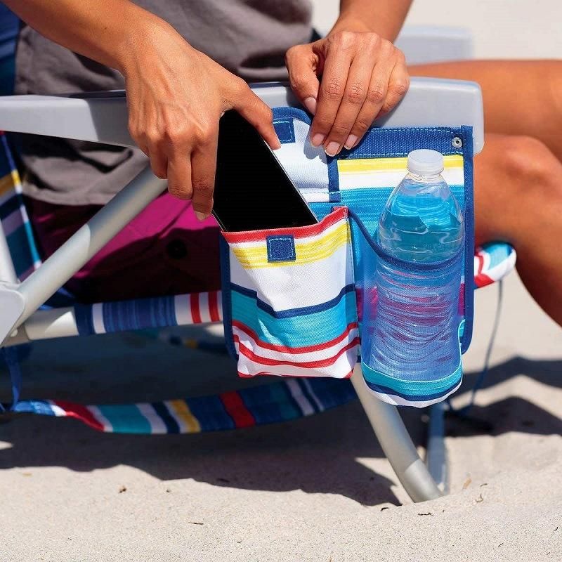 Folding Beach Chair Backpack Cooler Chair with Storage Pouch and Towel Bar