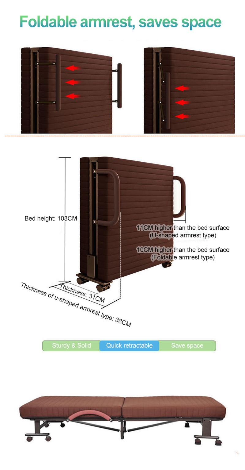 Wholesale Folding Bed Easy to Receive Bedroom Furniture Metal Frame Swivel with 2 Cranks