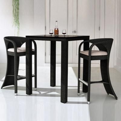 Modern Garden Square High Stool Restaurant Rattan Bar Chair