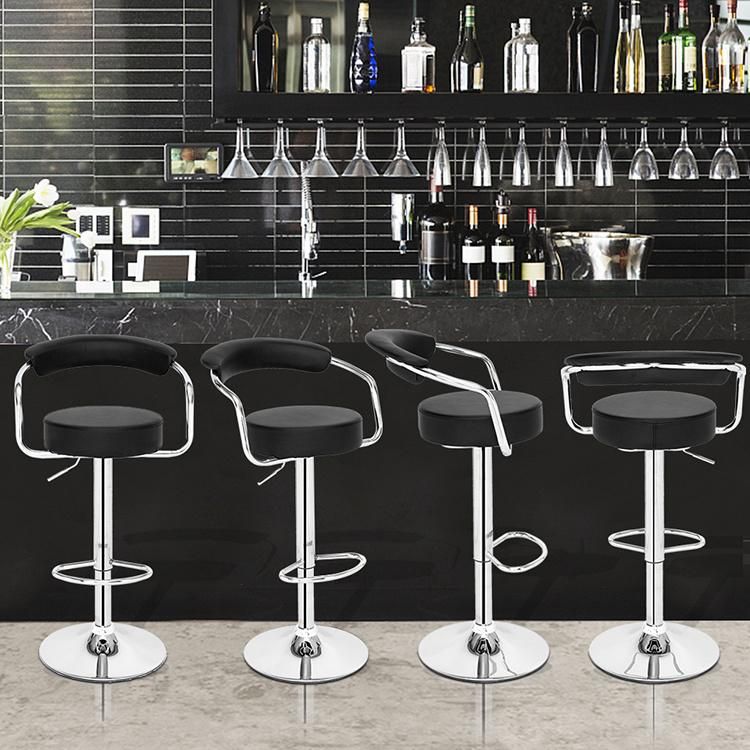 High Hotel Luxury Stainless Steel Adjustable White Minimalist Bar Chair