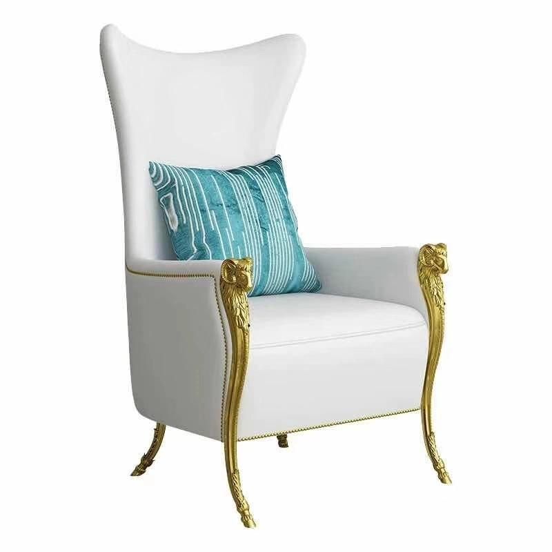 Deluxe Hotel High Back Lounge Chair with Sheep Head Armrest