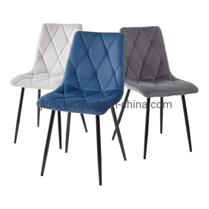 Modern Upholstered Leather Metal Chairs Fabric Leather Italian Designer Velvet Iron Frame Dining Chair