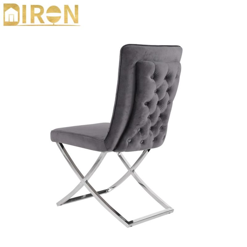 China Factory High Quality Modern Stainless Steel Velvet Fabric Dining Chair