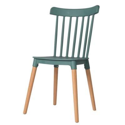 Modern Living Room Furniture Restaurant PP Injection Molding Hollow Back Plastic Windsor Dining Chairs with Beech Wood Leg