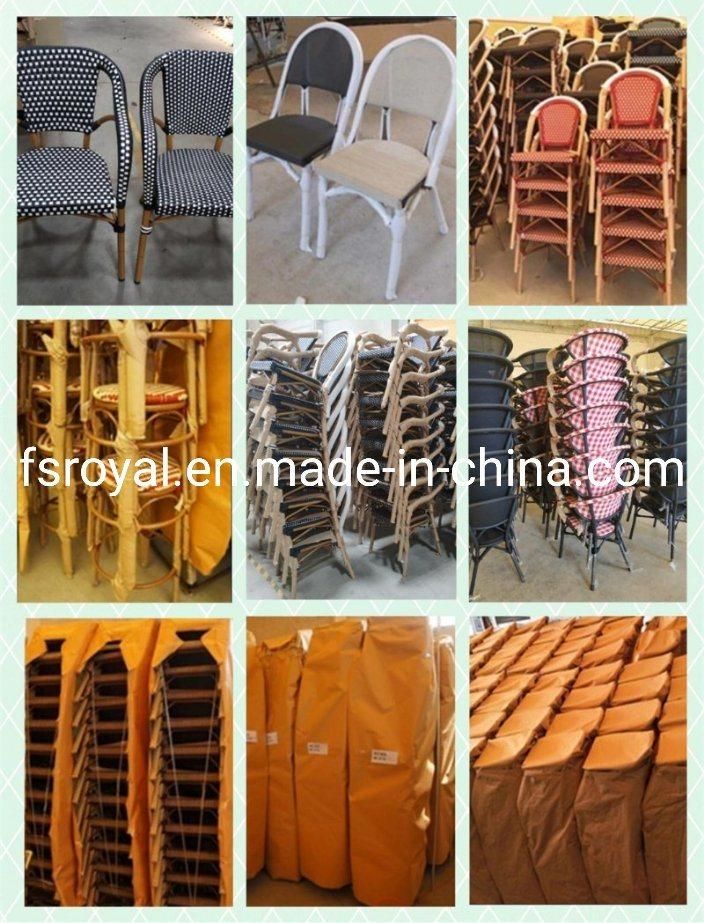 Aluminum Frame Polyester Mesh Fabric Bamboo Look Dining Chair Outdoor Restaurant Furniture