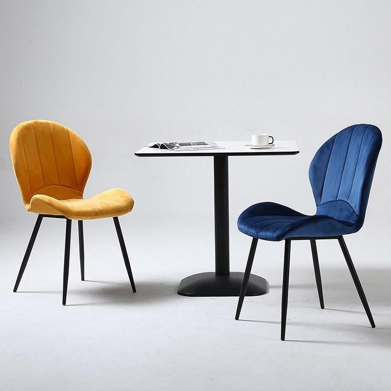 Simple Fashion Upholstery Velvet Dining Chairs with Steel Leg