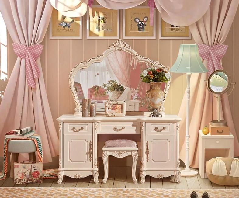 Wholesale Classical Vintage Bedroom Furniture Simple Wooden Customized Dressing Table