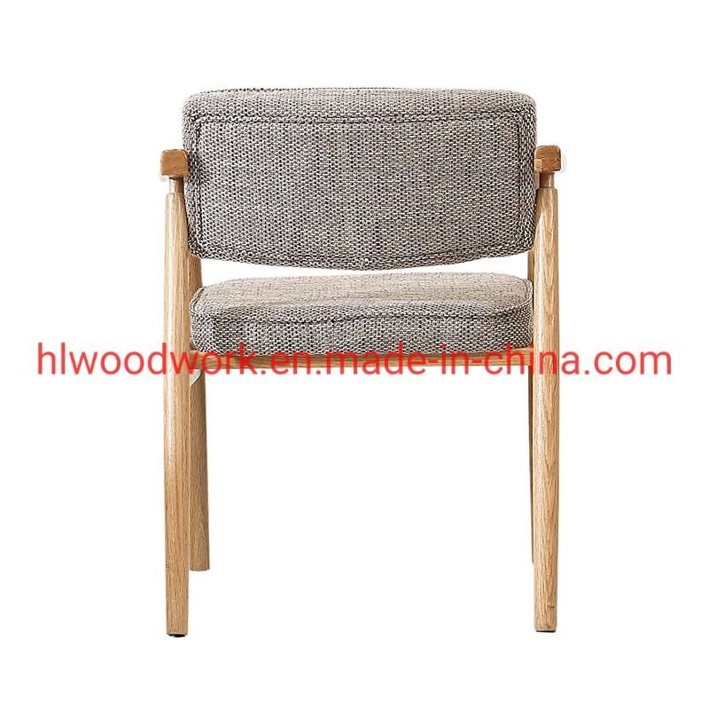 Wholesale Modern Design Hot Selling Dining Chair Rubber Wood Natural Color Fabric Cushion Brown Wooden Chair Furniture Coffee Shop Chair Dining Chair