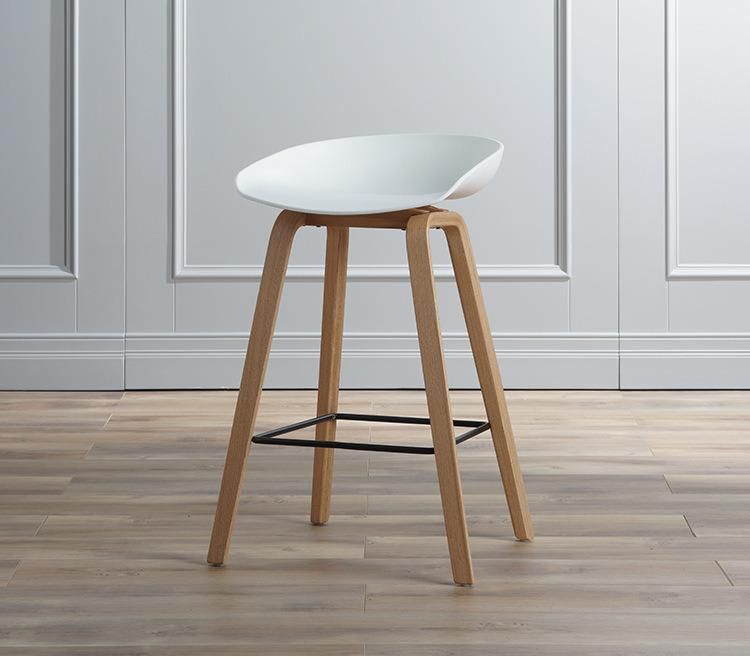 French Style Simple Design Industrial Coffee Shop High Stool Nordic Plastic Bar Stool with Metal Leg