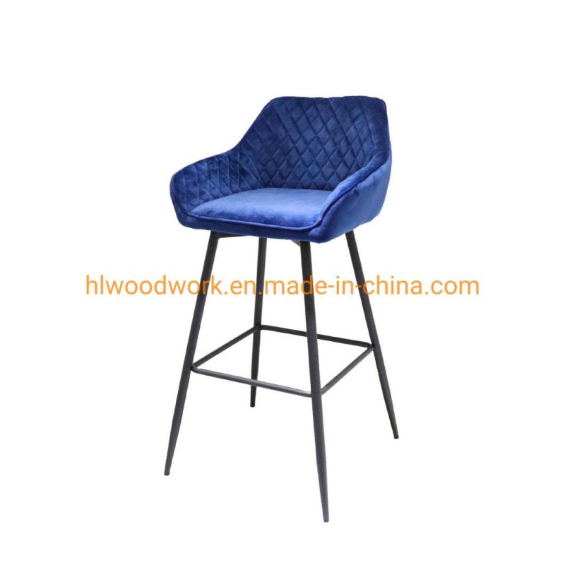 Modern High Quality Commercial Furniture Fabric Bar Stools/Barstool/High Bar Dining Chair Fabric Modern Bar Char, Metal Bar Chair