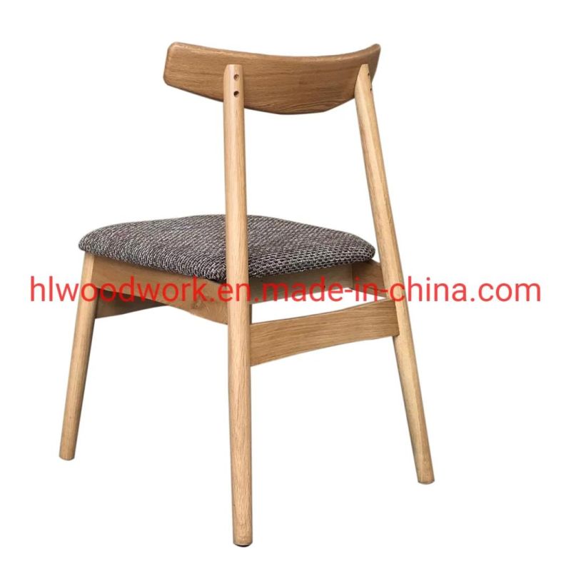 Dining Chair Oak Wood Frame Natural Color Fabric Cushion Brown Color K Style Wooden Chair Furniture Resteraunt Furniture