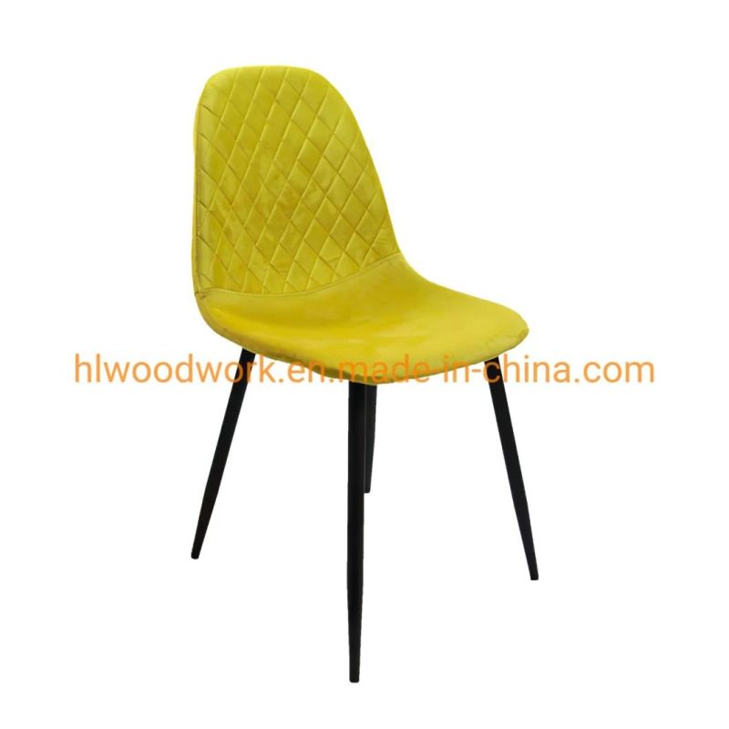 Luxury Hotel Restaurant Wholesale Modern Design Metal Legs Velvet Dining Chairs Nordic Furniture Yellow Velvet Dining Chair Modern Chair for Living Room Chairs