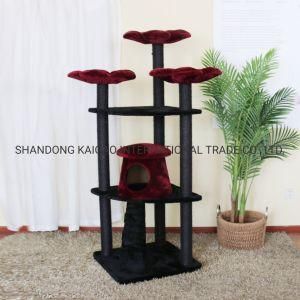 Modern Design 4 Level Cat Furniture with 3 Flower Platforms