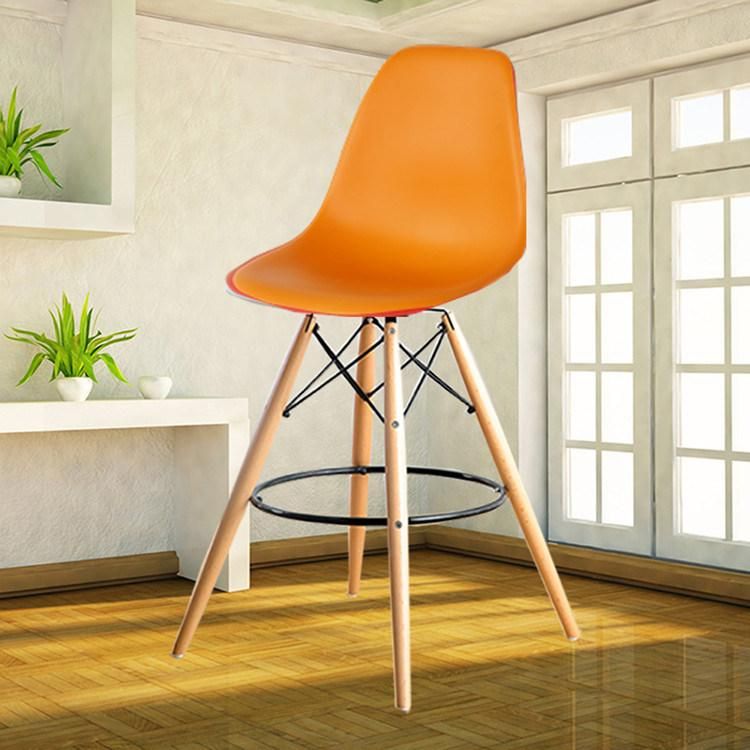 Yellow Bar Stools with Wooden Legs Island Stool Bar Patio Bar Stool for Dining