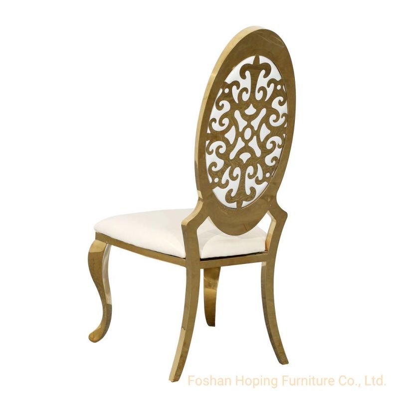 High Back Gold Steel Wholesale Modern Dining Wedding Chair for Restaurant