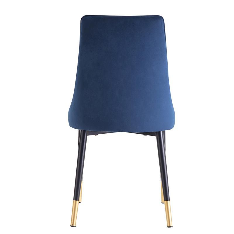 Unique Dining Chair with Laser Cutting Behind Upholstered Navy Blue Velvet Dining Chair for Restaurant