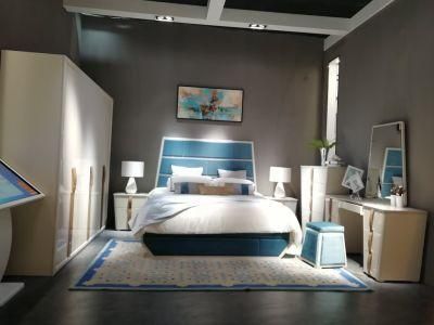 New Furniture China Bedrooms Kd Packing Blue Color Fabric MDF Luxury Bed