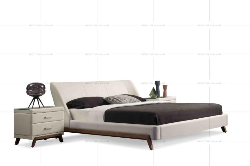 Top Seller Italy Style Modern Furniture Fabric Bed King Bed Double Bed with Wooden Legs