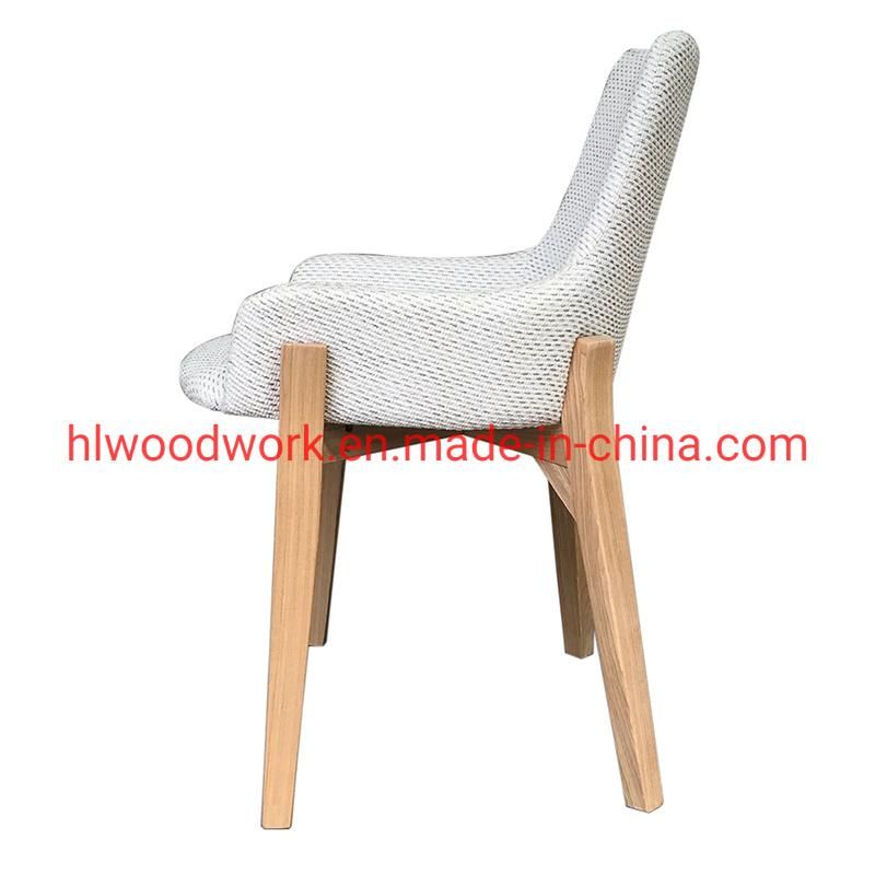 Solo Style Dining Chair Oak Wood Frame Natural Color with White Fabric Cushion Office Chair Study Room Chair Resteraunt Chair Hotel Chair