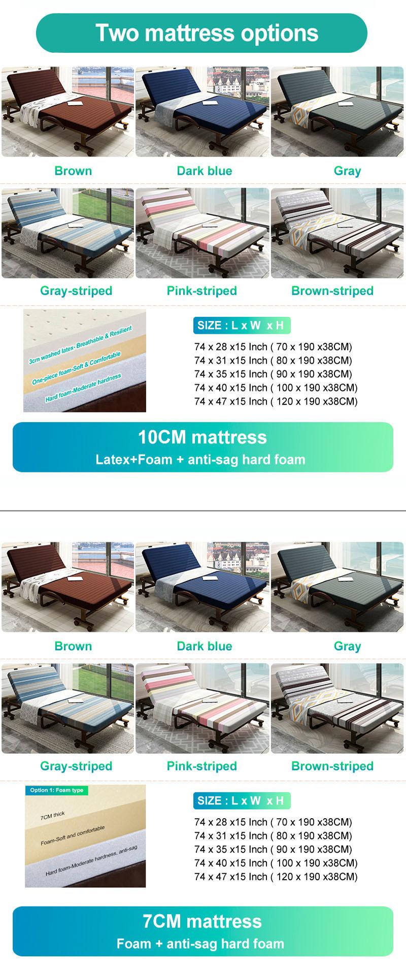 Wholesale Folding Bed Portable Bedroom Furniture Metal Frame on Wheels for Meeting Room