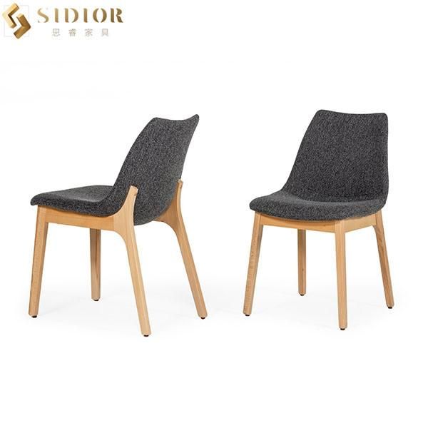 Morden European Style Fabric Upholstered Solid Wood Multi Color Dining Chairs