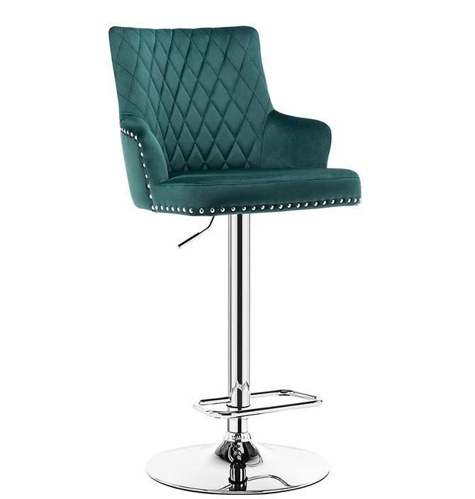 Bar Furniture Modern Home Furniture Green Fabric Swivel Bar Chair