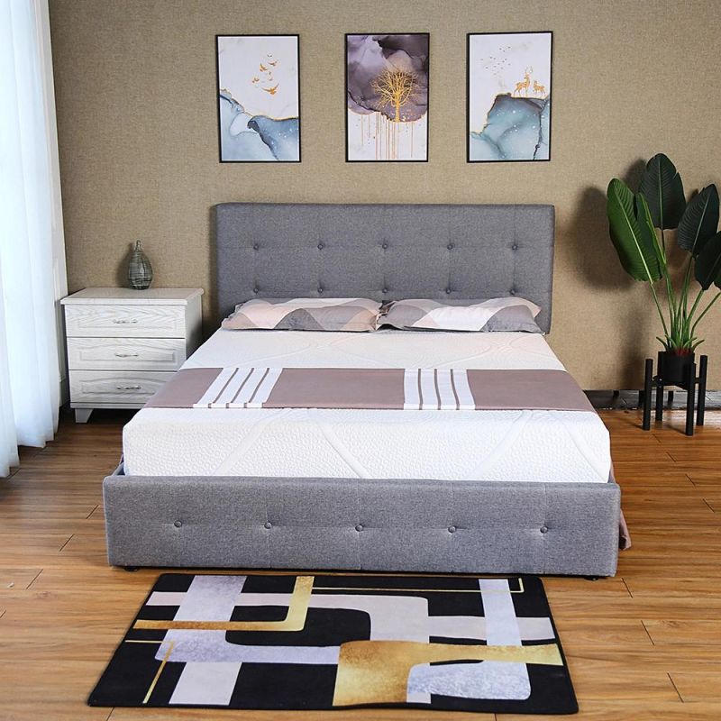 Double/King Size Soft Bed for Export Fabric Bed with Drawer Linen Bed Frame