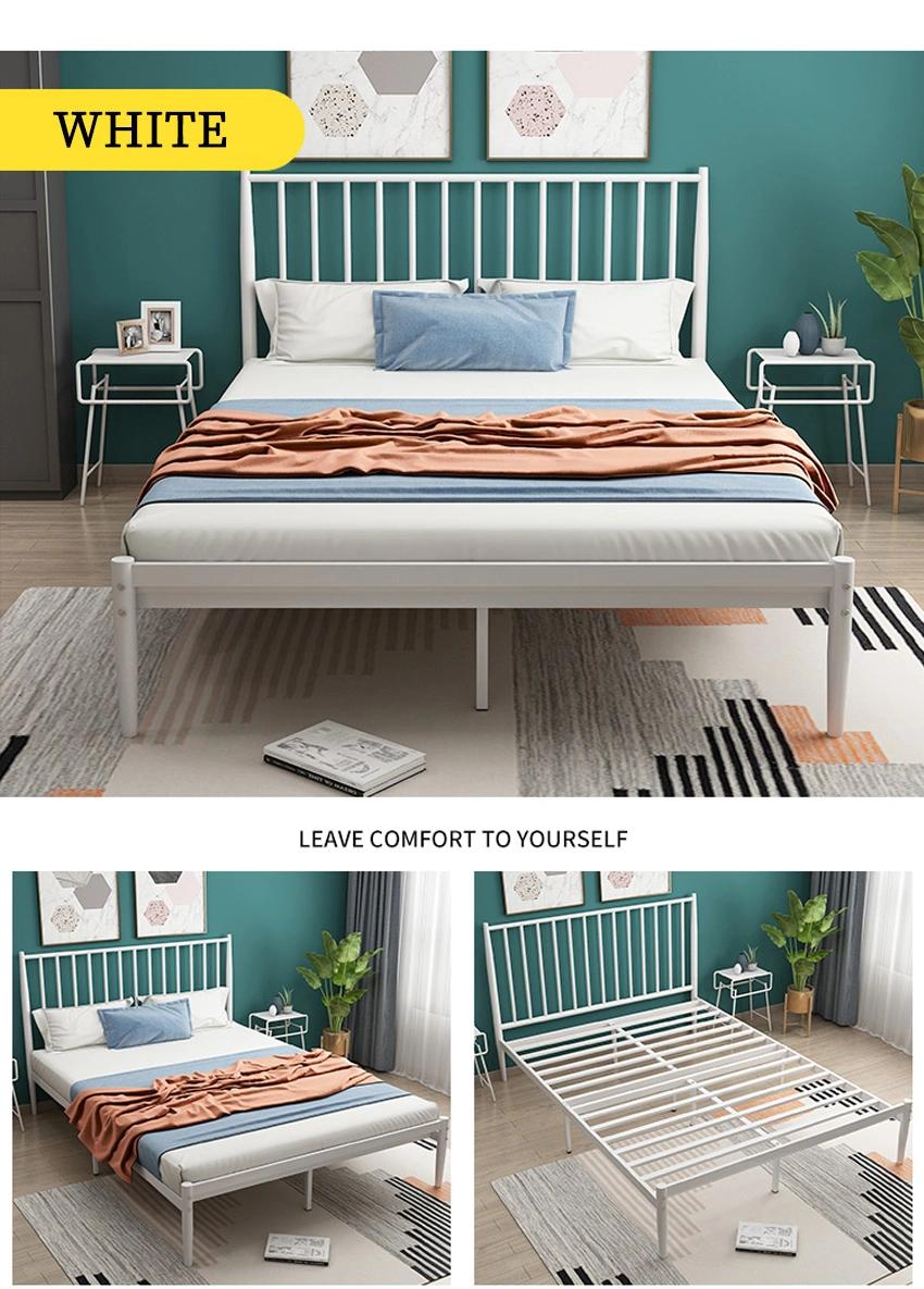 Dormitory Furniture Modern Children Bedroom Fabric Cushion Iron Base Bed