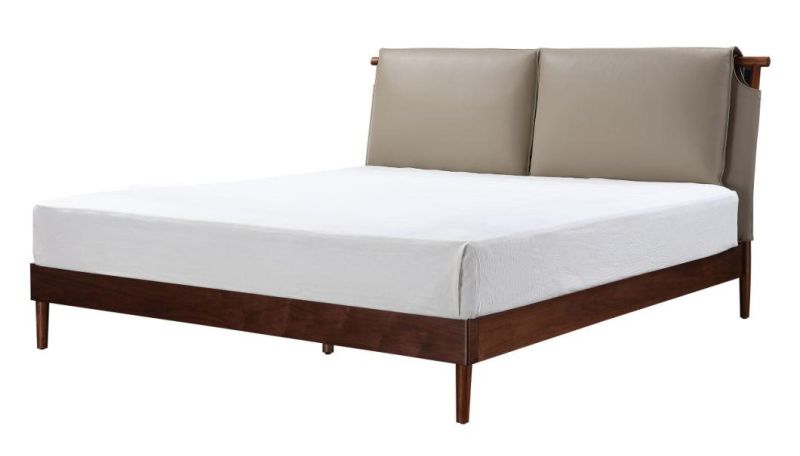 Latest Modern Simple Bed Room Furniture Bedroom Set Bed Frame Solid Wooden Double King Size Fabric Bed for Villa Hotel Apartment Furniture