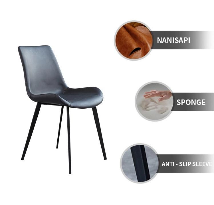 Modern Restaurant Furniture Leather Fabric Cushion Metal Dining Chairs