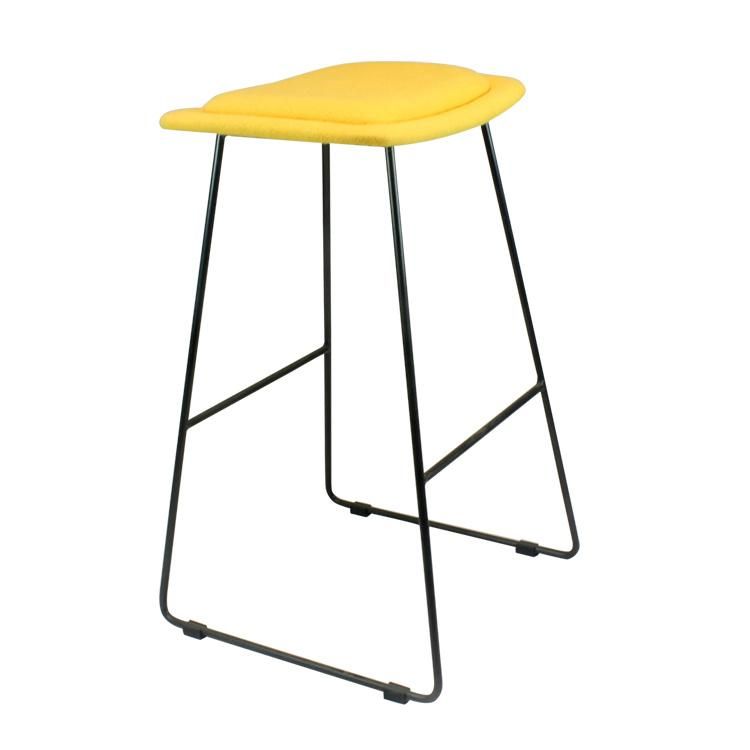 Metal Frame Yellow Fabric Seat Bar Stool Chair for Bar Use