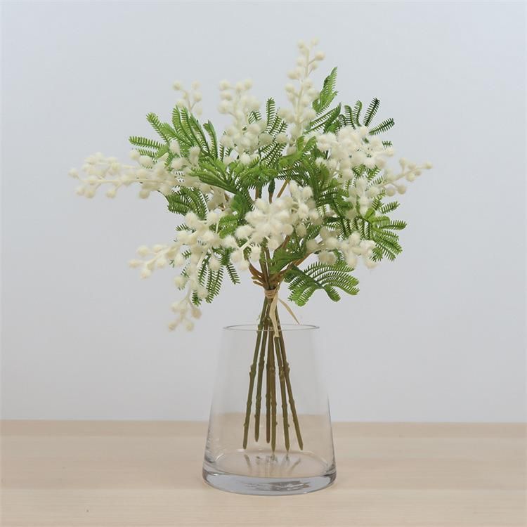 High Plastic Flower Bouquet Artificial Silk Fabric Acacia Flower