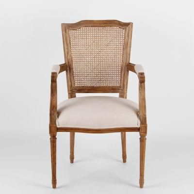 Kvj-7148 Classic Antique French Fabric Rattan Armchair