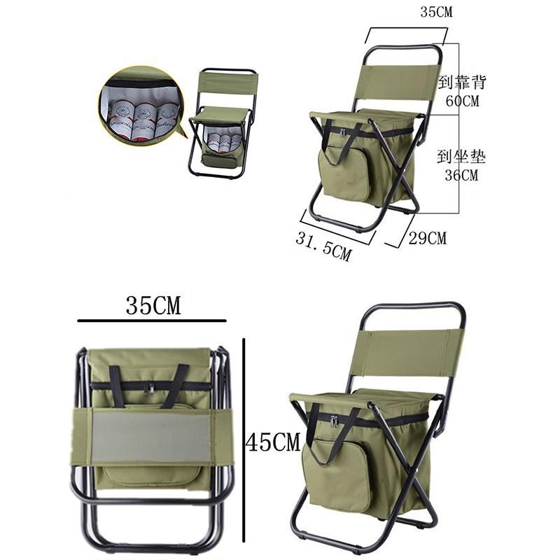 Outdoor Travel Camping Folding Fishing Chair with Insulated Cooler Bag