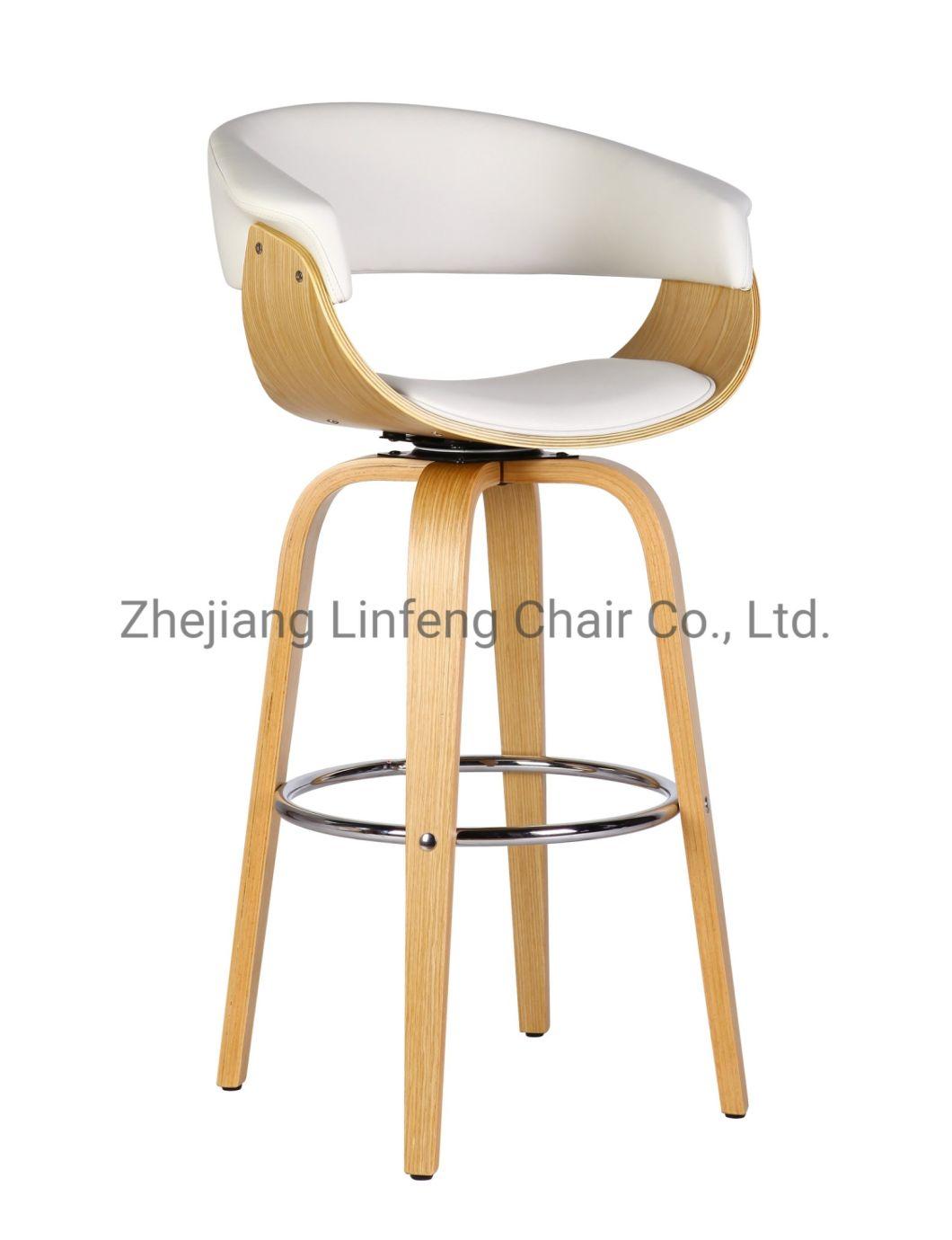 New Style Classical Simple Plywood Leg and Back Swivel Bar Chair