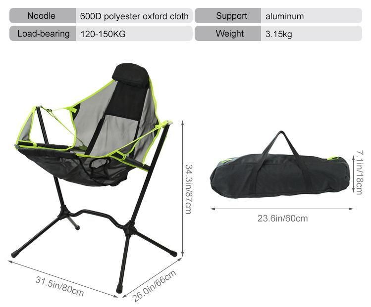 New Easy Storage Aluminum Camping Folding Rocking Chair